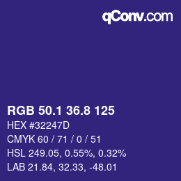 カラーコード: RGB 50.1 36.8 125 | qconv.com