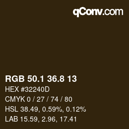 カラーコード: RGB 50.1 36.8 13 | qconv.com