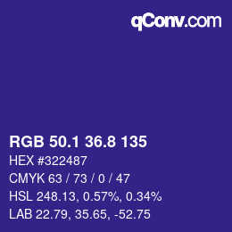 カラーコード: RGB 50.1 36.8 135 | qconv.com