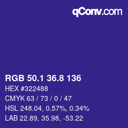 カラーコード: RGB 50.1 36.8 136 | qconv.com
