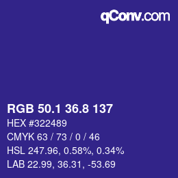 カラーコード: RGB 50.1 36.8 137 | qconv.com