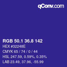 カラーコード: RGB 50.1 36.8 142 | qconv.com