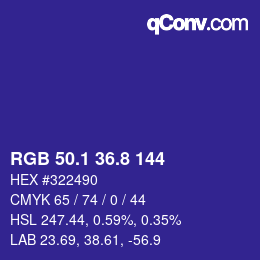 カラーコード: RGB 50.1 36.8 144 | qconv.com