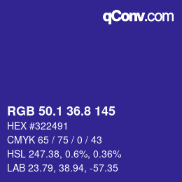 カラーコード: RGB 50.1 36.8 145 | qconv.com