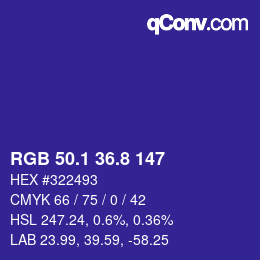 カラーコード: RGB 50.1 36.8 147 | qconv.com