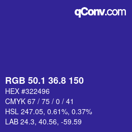 カラーコード: RGB 50.1 36.8 150 | qconv.com