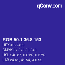 カラーコード: RGB 50.1 36.8 153 | qconv.com