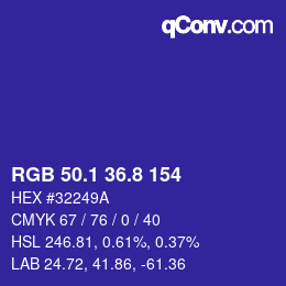 カラーコード: RGB 50.1 36.8 154 | qconv.com