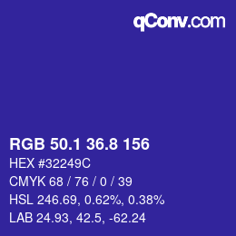 カラーコード: RGB 50.1 36.8 156 | qconv.com