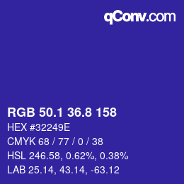 カラーコード: RGB 50.1 36.8 158 | qconv.com