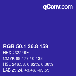 カラーコード: RGB 50.1 36.8 159 | qconv.com