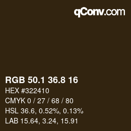 Color code: RGB 50.1 36.8 16 | qconv.com