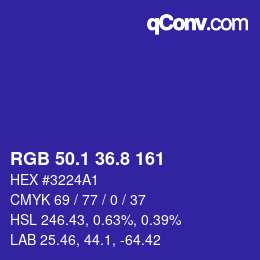 カラーコード: RGB 50.1 36.8 161 | qconv.com