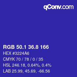 カラーコード: RGB 50.1 36.8 166 | qconv.com