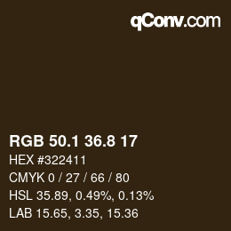 Color code: RGB 50.1 36.8 17 | qconv.com