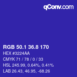 カラーコード: RGB 50.1 36.8 170 | qconv.com