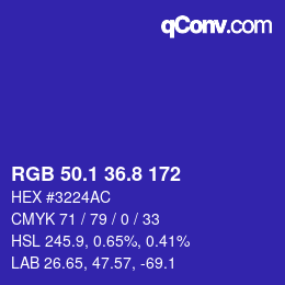 カラーコード: RGB 50.1 36.8 172 | qconv.com