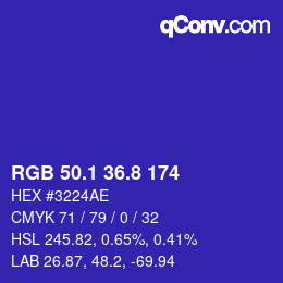 カラーコード: RGB 50.1 36.8 174 | qconv.com