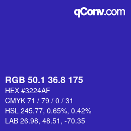 カラーコード: RGB 50.1 36.8 175 | qconv.com