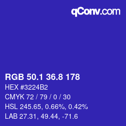 カラーコード: RGB 50.1 36.8 178 | qconv.com