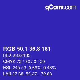 カラーコード: RGB 50.1 36.8 181 | qconv.com
