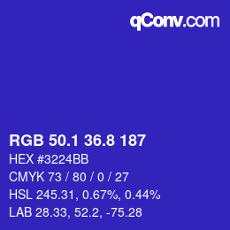 カラーコード: RGB 50.1 36.8 187 | qconv.com