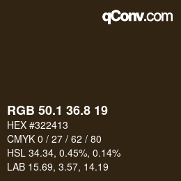 Código de color: RGB 50.1 36.8 19 | qconv.com