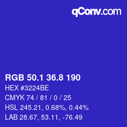 カラーコード: RGB 50.1 36.8 190 | qconv.com