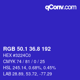 カラーコード: RGB 50.1 36.8 192 | qconv.com