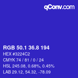 カラーコード: RGB 50.1 36.8 194 | qconv.com