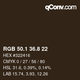 Color code: RGB 50.1 36.8 22 | qconv.com