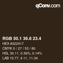 カラーコード: RGB 50.1 36.8 23.4 | qconv.com