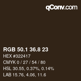 Color code: RGB 50.1 36.8 23 | qconv.com