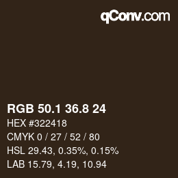 Color code: RGB 50.1 36.8 24 | qconv.com