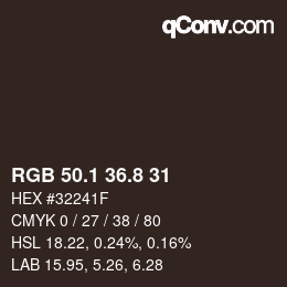 Color code: RGB 50.1 36.8 31 | qconv.com