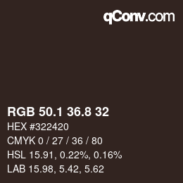 カラーコード: RGB 50.1 36.8 32 | qconv.com