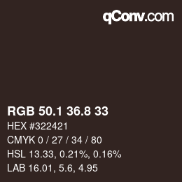 Color code: RGB 50.1 36.8 33 | qconv.com