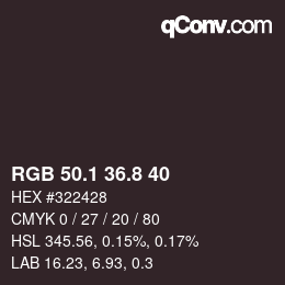 カラーコード: RGB 50.1 36.8 40 | qconv.com