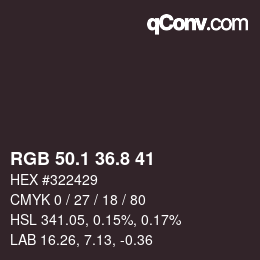Color code: RGB 50.1 36.8 41 | qconv.com