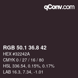 カラーコード: RGB 50.1 36.8 42 | qconv.com