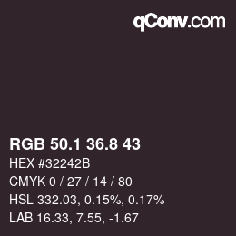 Color code: RGB 50.1 36.8 43 | qconv.com