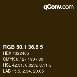 Color code: RGB 50.1 36.8 5 | qconv.com
