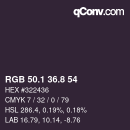 Color code: RGB 50.1 36.8 54 | qconv.com
