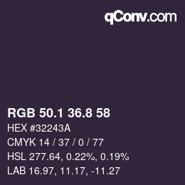 Color code: RGB 50.1 36.8 58 | qconv.com