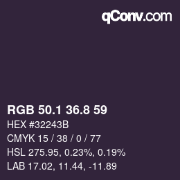 Color code: RGB 50.1 36.8 59 | qconv.com
