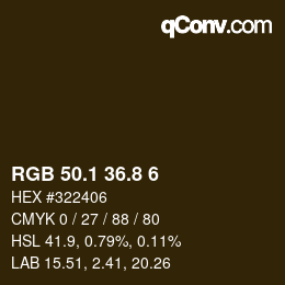 Color code: RGB 50.1 36.8 6 | qconv.com