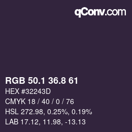 カラーコード: RGB 50.1 36.8 61 | qconv.com