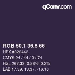カラーコード: RGB 50.1 36.8 66 | qconv.com