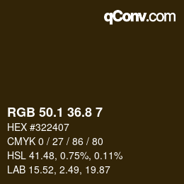 Color code: RGB 50.1 36.8 7 | qconv.com