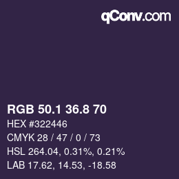 カラーコード: RGB 50.1 36.8 70 | qconv.com